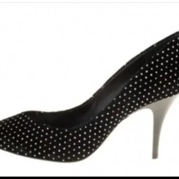 Rare glitter embossed star like dots velvet pumps - Picture 2 of 6